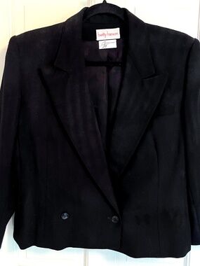 Vintage Betty Hanson for Barbara Weed 1970 Black Wool Jacket. Size 12.